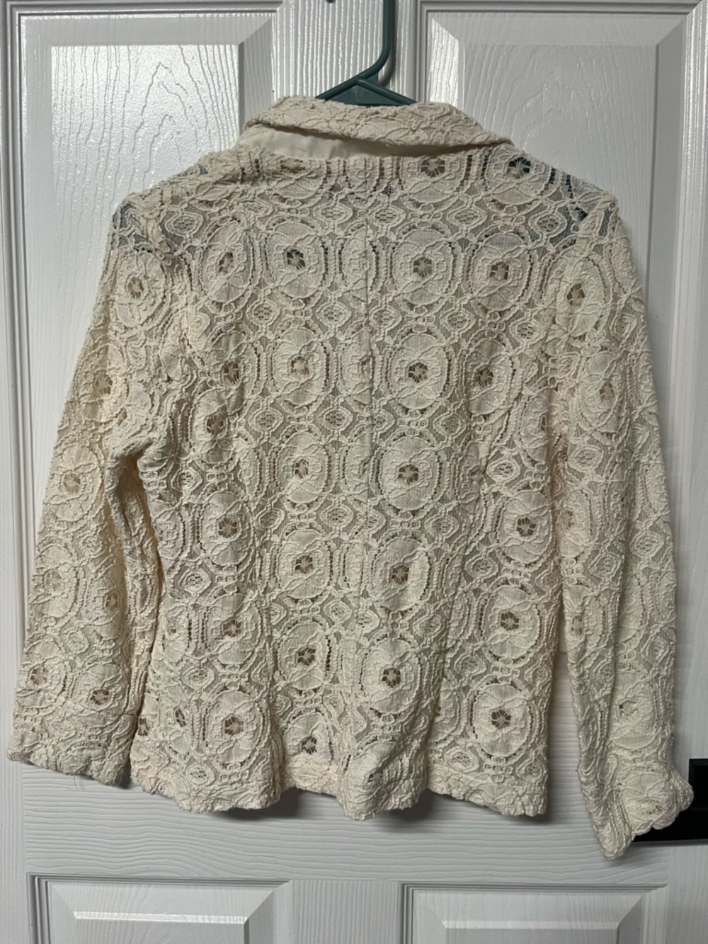 For Cynthia women white bone lace long sleeves blazer medium elegant - Picture 6 of 6